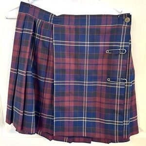 Vintage 90’s Red and Blue Plaid Pleated Mini Skirt
